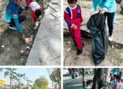 Aksi Nyata Sejak Dini, Siswa Baru SDN 18 Pangkalpinang Bersihkan Taman Wilhelmina Saat MPLS ‎