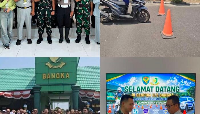 DENPOM II/5 BANGKA MELAKSANAKAN SOSIALISASI KESELAMATAN BERLALU LINTAS DALAM BERKENDARAAN DI WILAYAH KOREM 045/GAYA